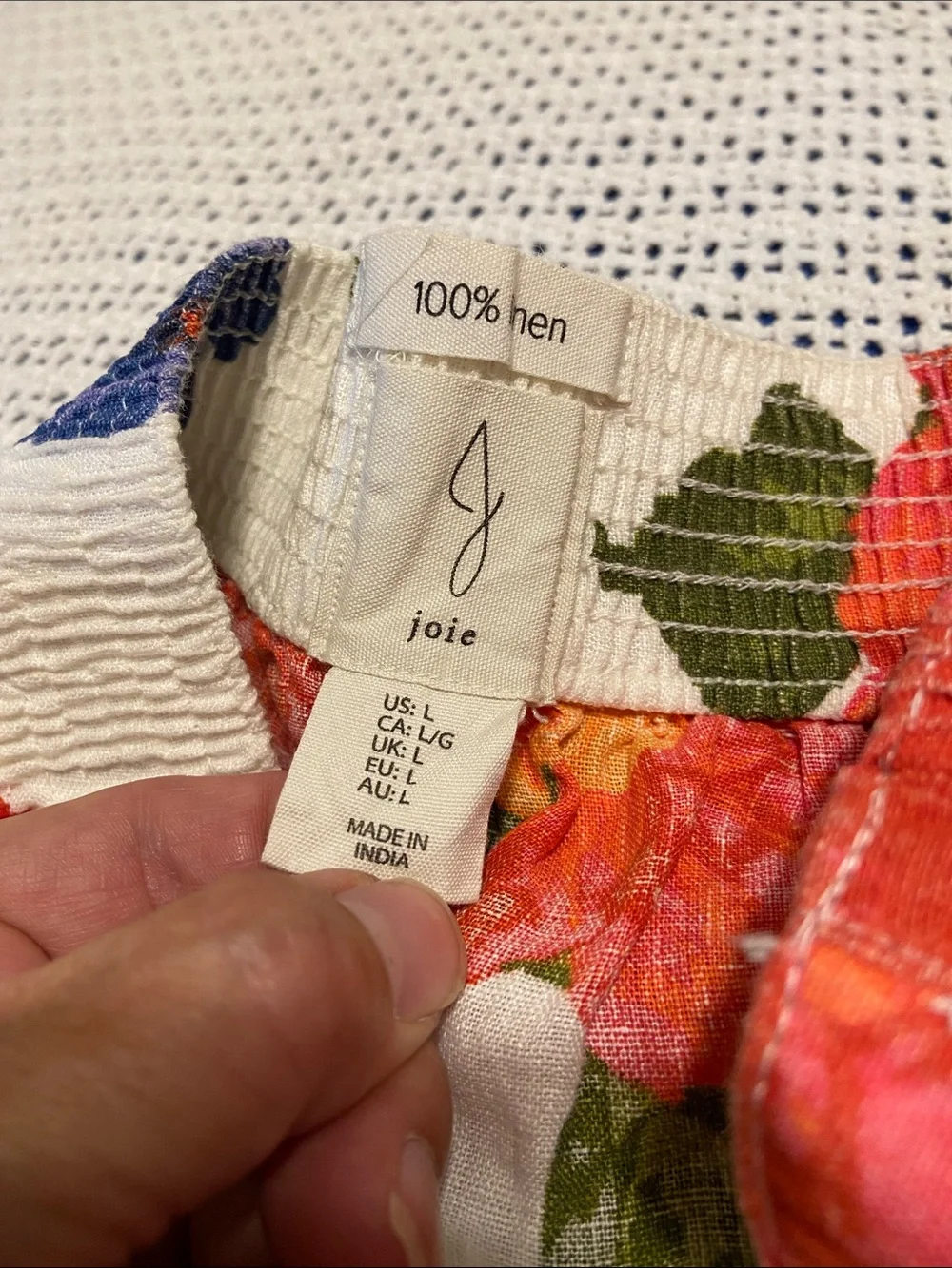 Joie 100% Linen Wide Leg Crop Floral Botanical Hi Rise Pants Size Large